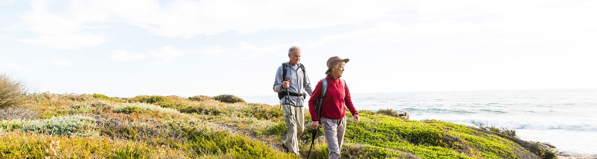 Senior couple hiking 